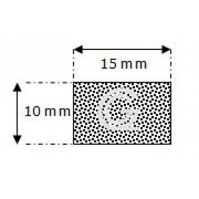 Rechthoekig mosrubber snoer | 10 x 15 mm | per meter